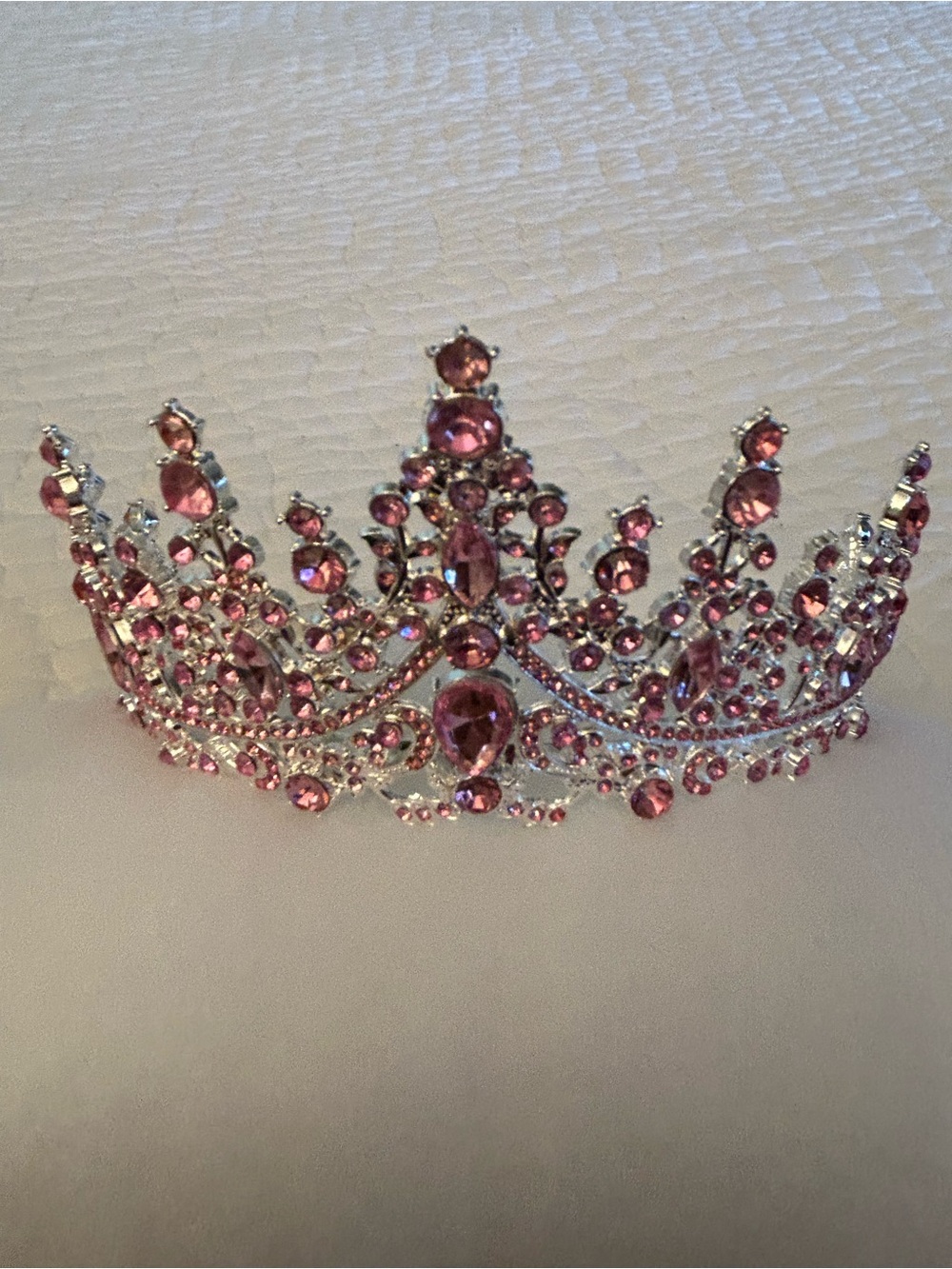 Pink Rhinestone Tiara Crown - Elegant Sparkling Hair Accessory